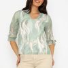 Tops & Blouses | Pala D'oro Collarless Blouse In Khaki