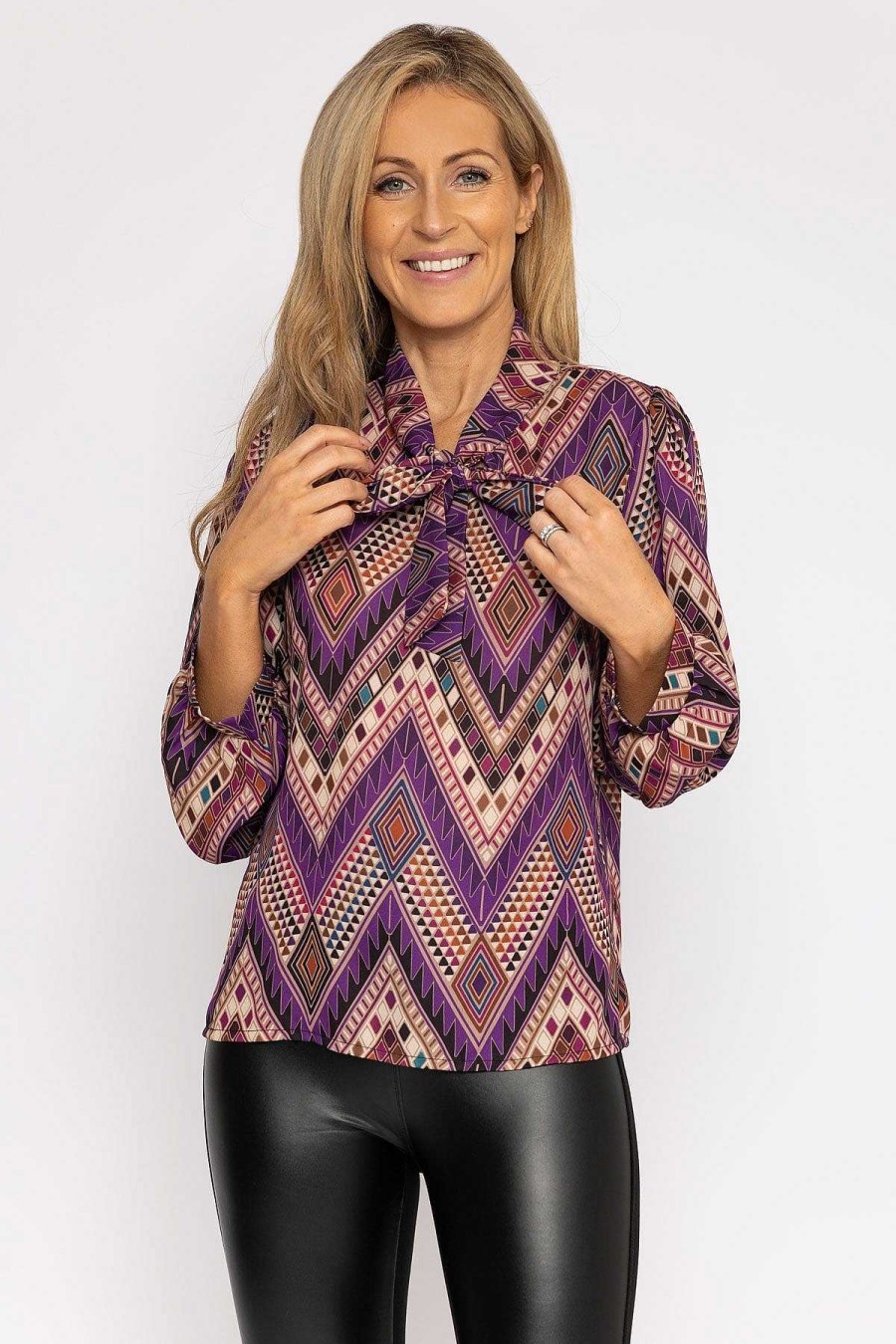 Tops & Blouses | Pala D'oro Pussybow Blouse In Purple