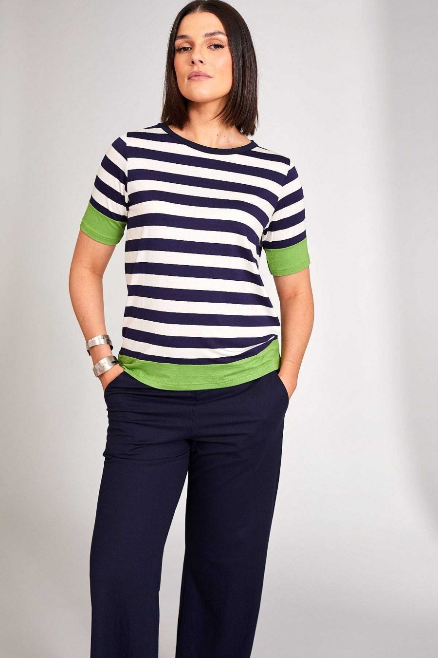 Tops & Blouses | Peruzzi Stripe T-Shirt In Navy