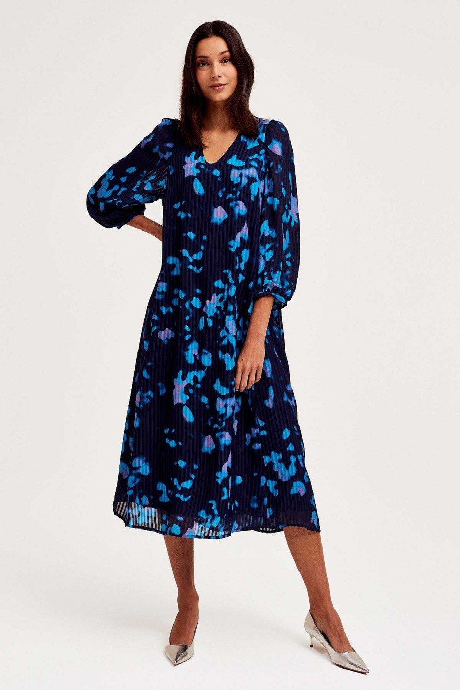 Dresses & Jumpsuits | Cks Fashion Duco Pleated Midi Dress In Dark Blue