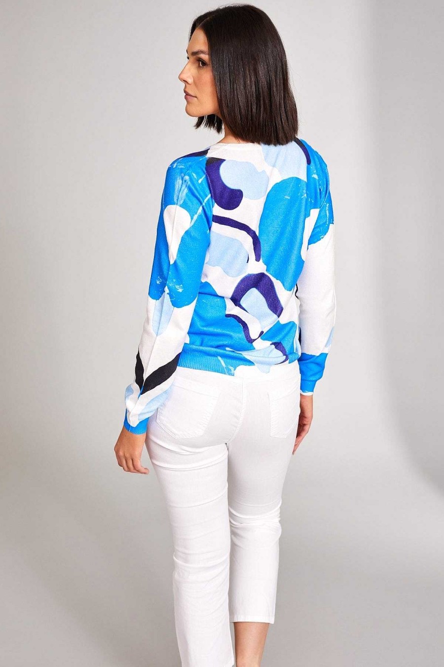 Tops & Blouses | Peruzzi Ocean Print Knit In Blue