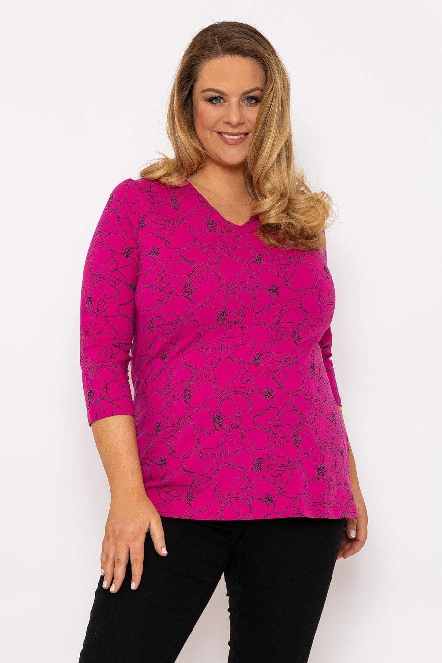 Tops & Blouses | Ulla Popken Abstract Print Blouse In Pink