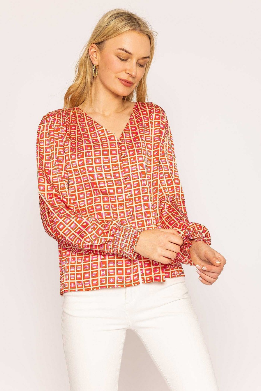 Tops & Blouses | Rowen Avenue Geo Print Blouse In Red