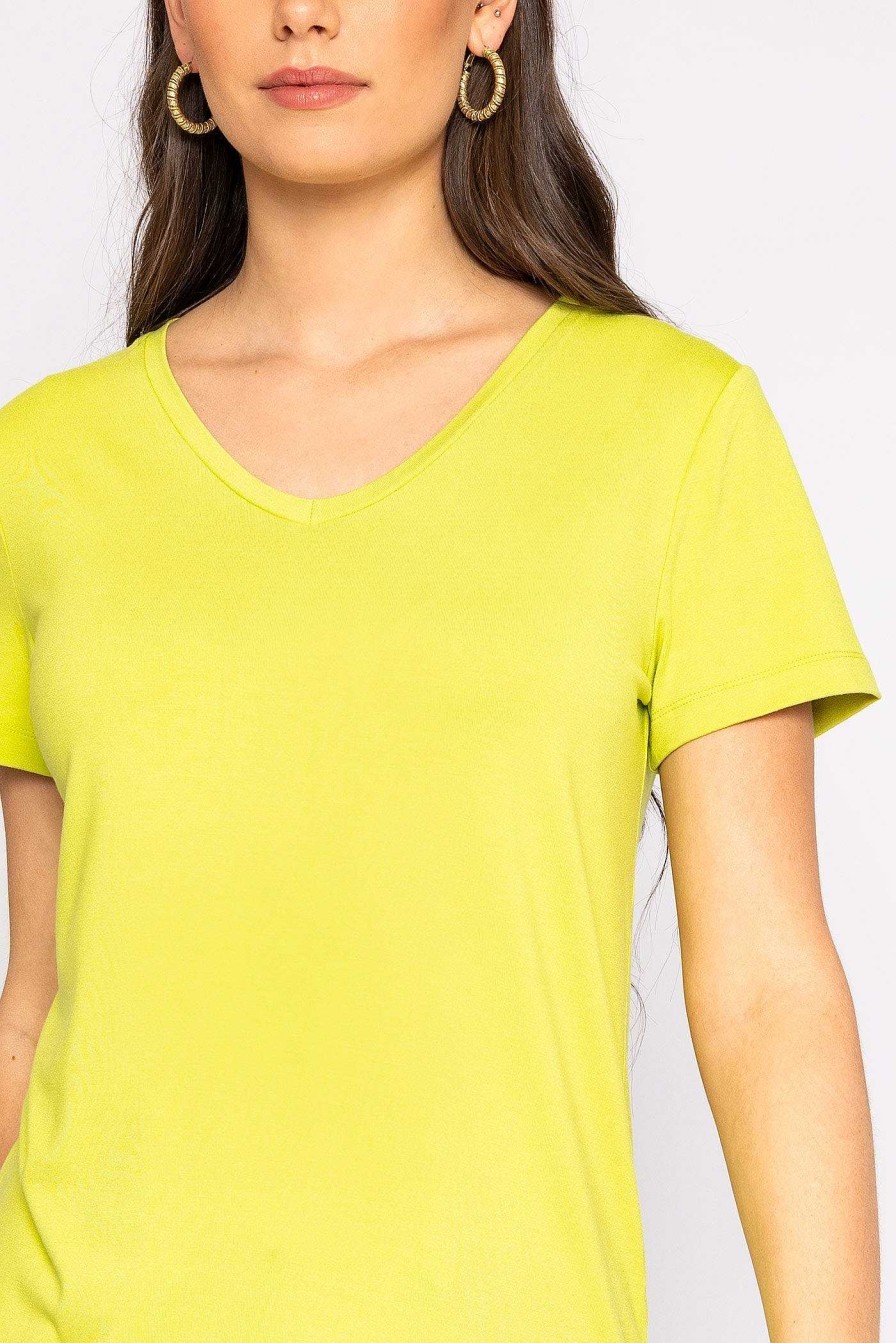 Tops & Blouses | Kelly & Grace Weekend V Neck Tee In Lime