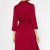 Dresses & Jumpsuits | Rowen Avenue Satin V-Neck Dress In Burgundy