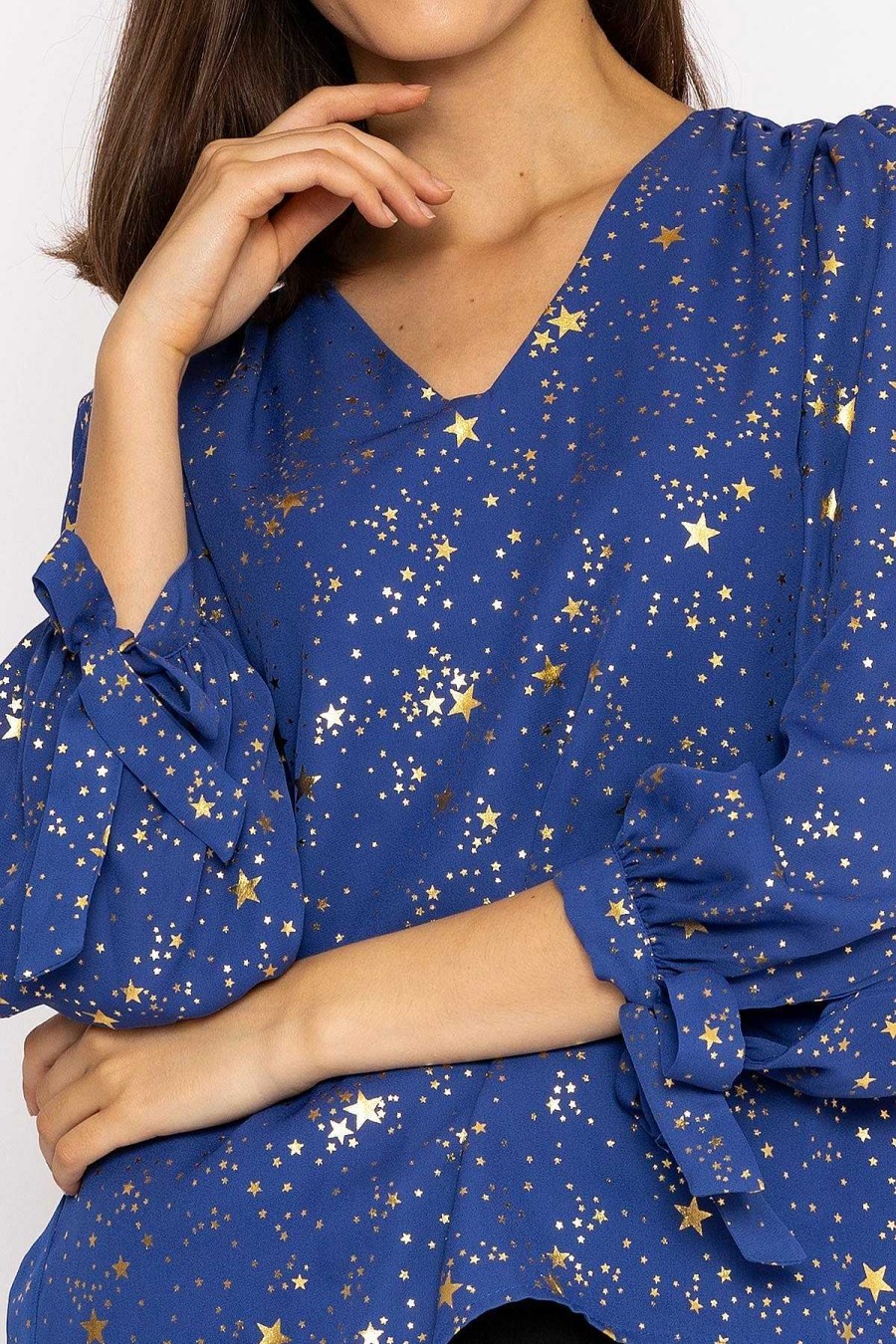 Tops & Blouses | Rowen Avenue Star Print Blouse In Blue