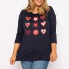 Tops & Blouses | Ulla Popken Hearts Print Top In Navy