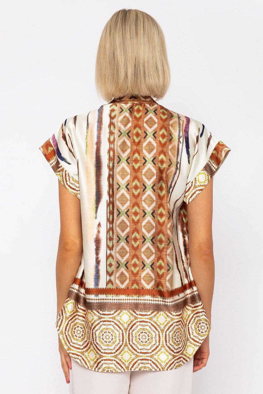 Tops & Blouses | Pala D'oro Short Sleeve Lola Top In Brown Print