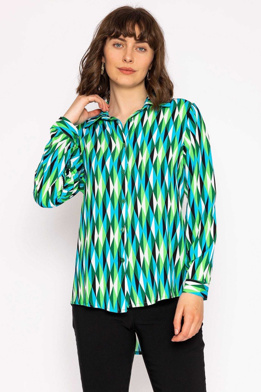 Tops & Blouses | Rowen Avenue Viscose Shirt In Green Print