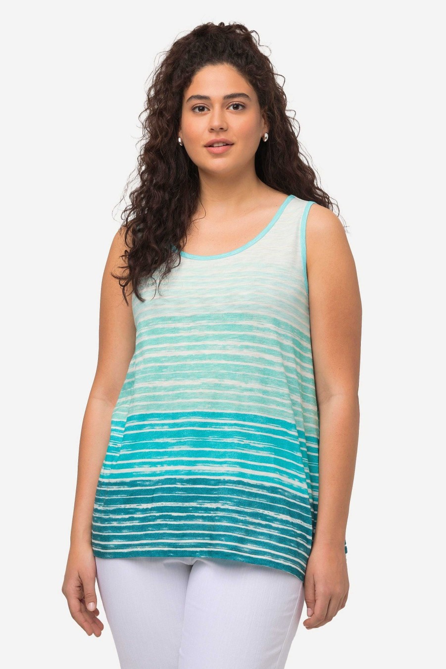 Tops & Blouses | Ulla Popken Green Tie-Dye Style Striped Vest Top