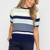 Tops & Blouses | Kelly & Grace Weekend Stripe Short Sleeve Knit In Navy