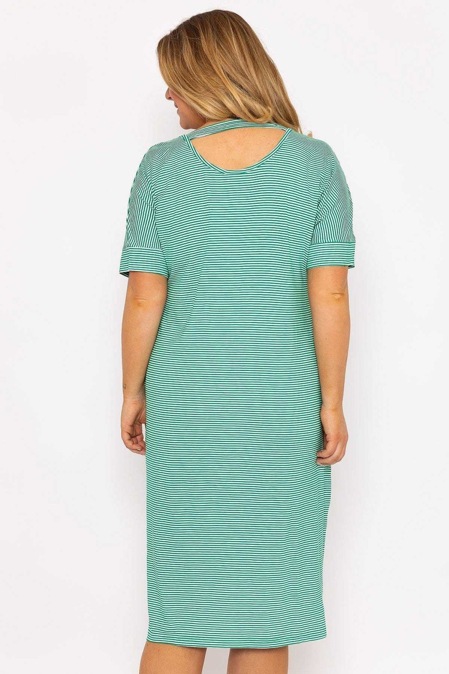 Dresses & Jumpsuits | Ulla Popken Green Striped Jersey Dress