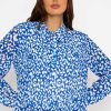 Tops & Blouses | Pala D'oro Pleated Pussybow Blouse In Blue Animal Print