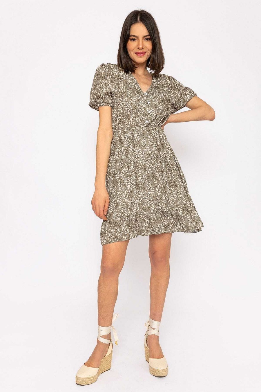 Dresses & Jumpsuits | Pala D'oro Kimberley Short Dress In Khaki Floral Print