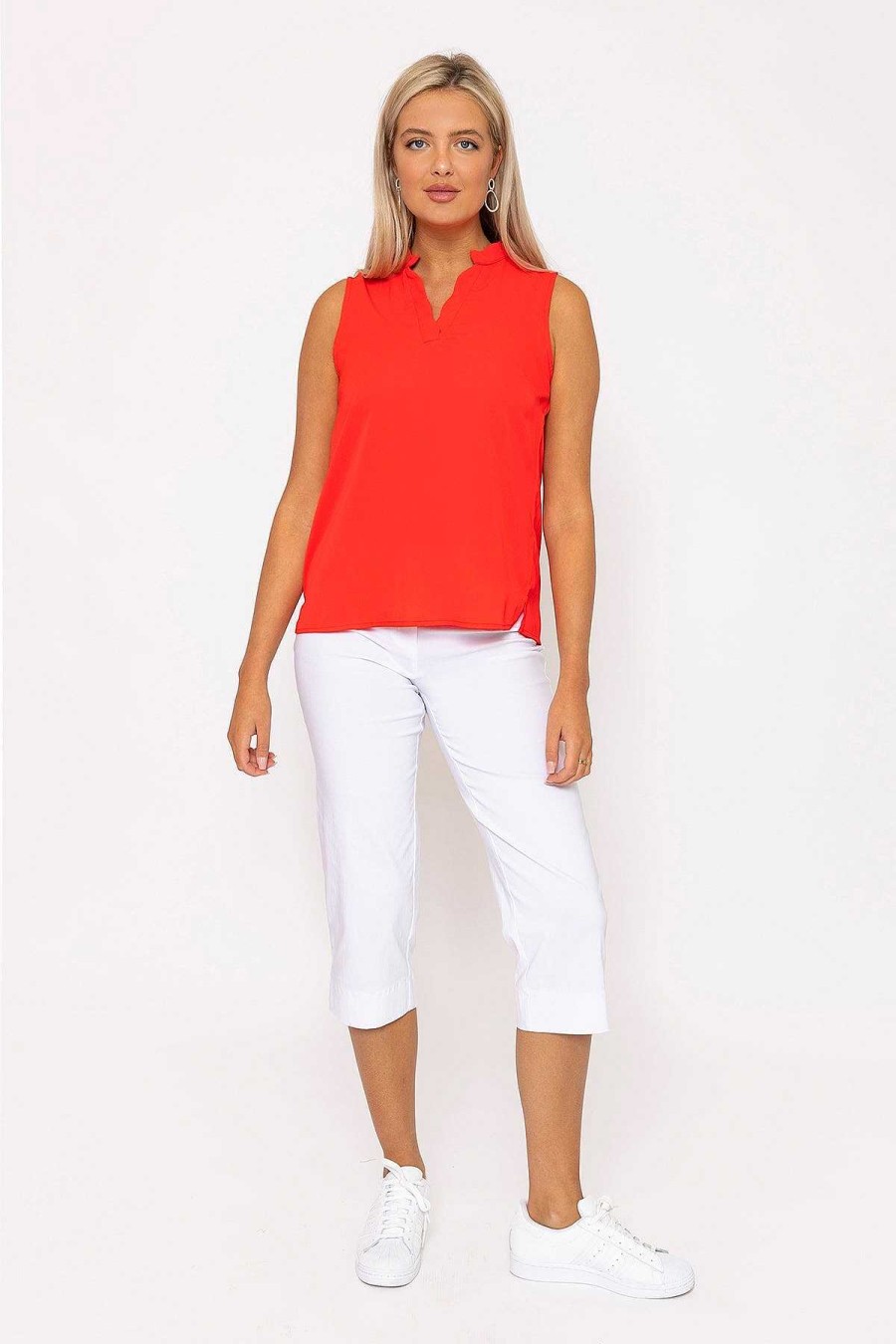 Tops & Blouses | Rowen Avenue Red Scallop Trim Sleeveless Top