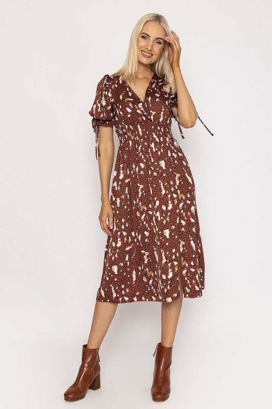 Dresses & Jumpsuits | Little Mistress Wrap Midi Dress In Brown