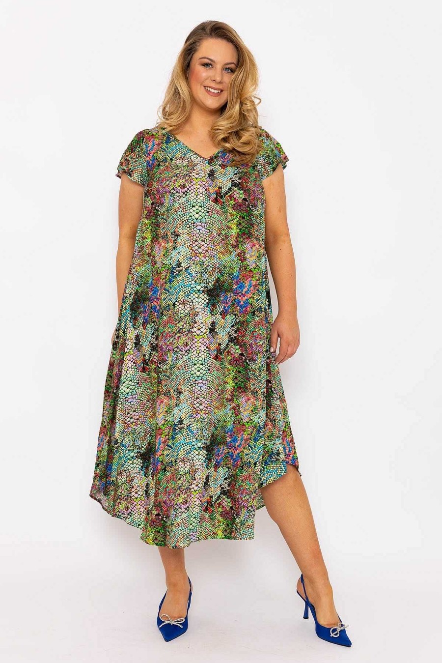 Dresses & Jumpsuits | Ulla Popken Green Snake Printed Dress