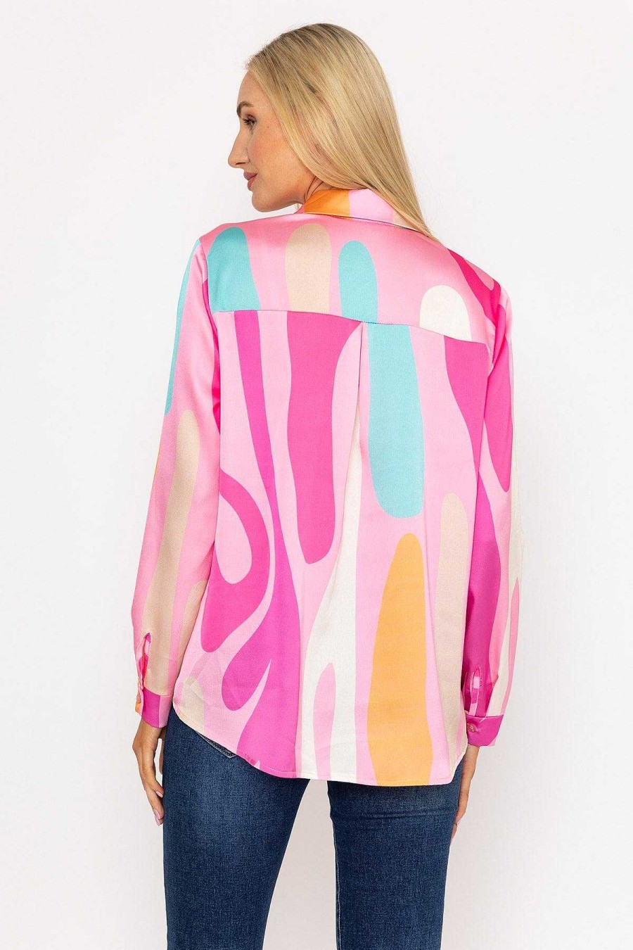 Tops & Blouses | Pala D'oro Sateen Print Shirt In Pink Print