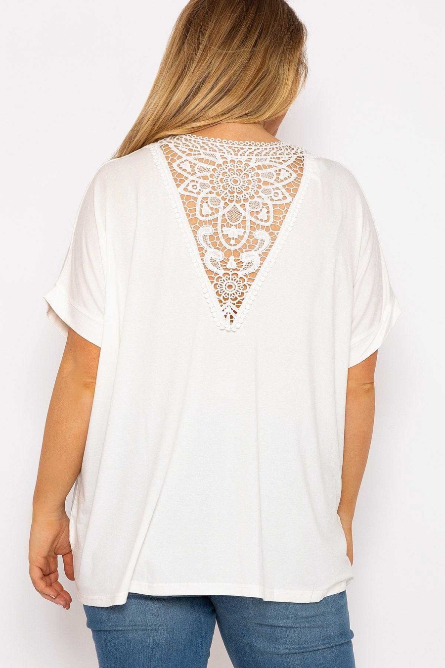 Tops & Blouses | Nova of London Curve - Curve Medallion Lace Back Top In Ivory