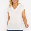 Tops & Blouses | Voulez Vous V-Neck Slub Top With Neck Details In Ecru