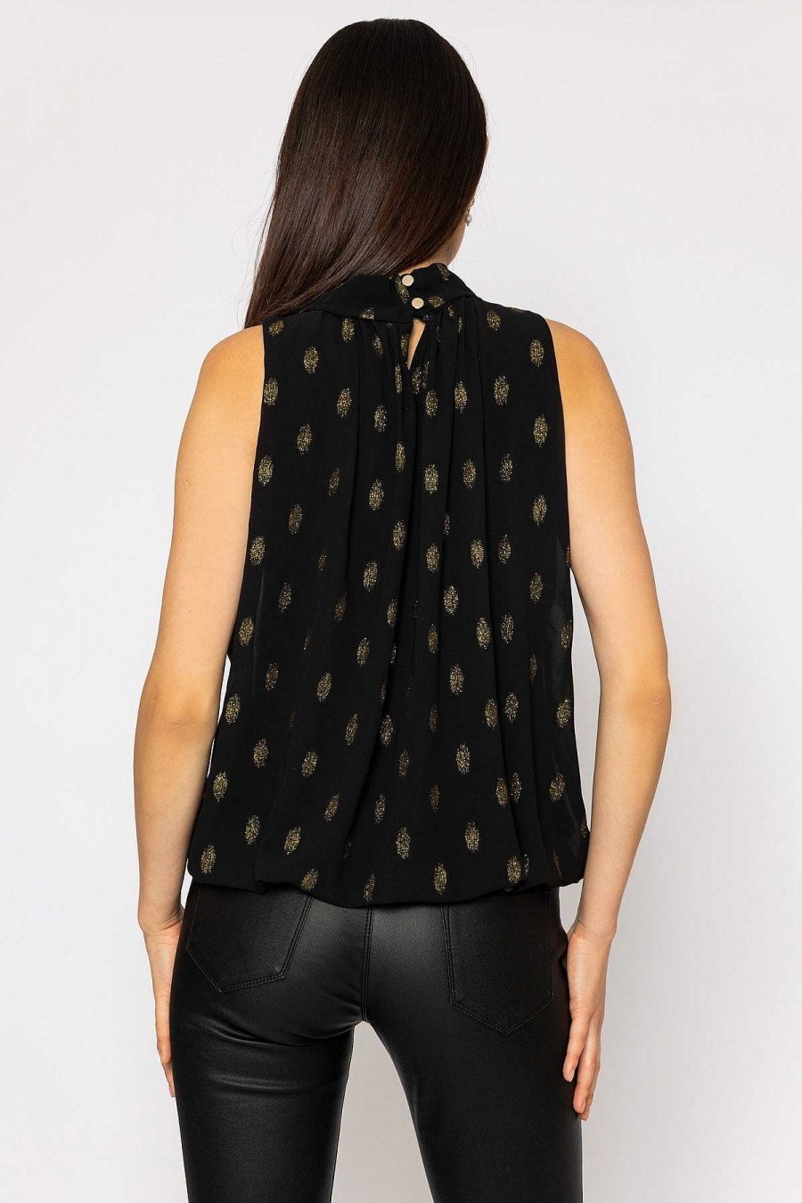 Tops & Blouses | Pala D'oro Lurex Print Halter Top In Black