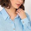 Tops & Blouses | Kelly & Grace Weekend Linen Like Shirt In Blue