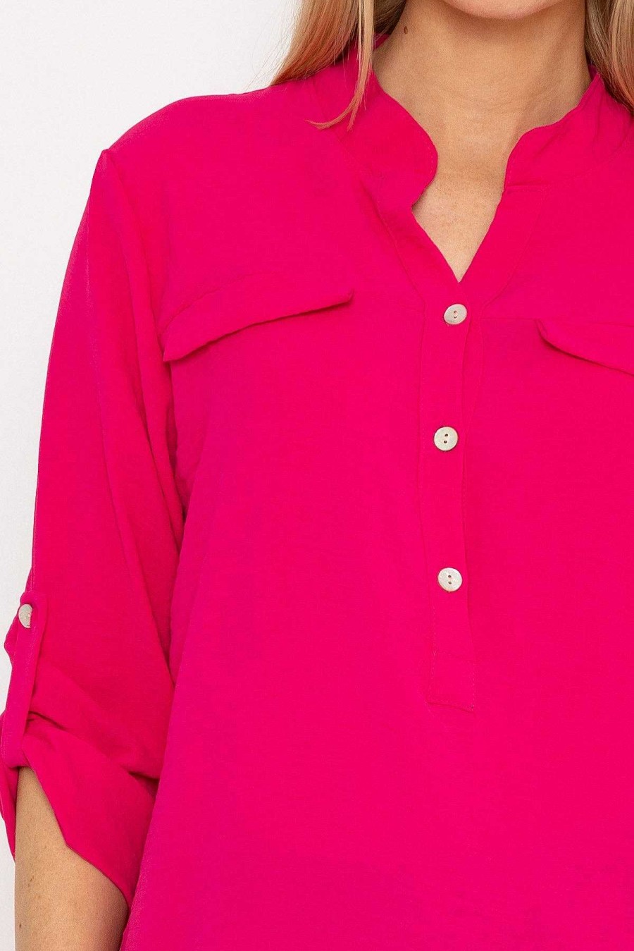 Tops & Blouses | Pala D'oro Collarless Shirt In Pink