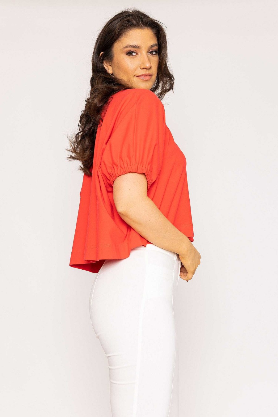 Tops & Blouses | Peruzzi Gathered Cuff Top In Mandarin