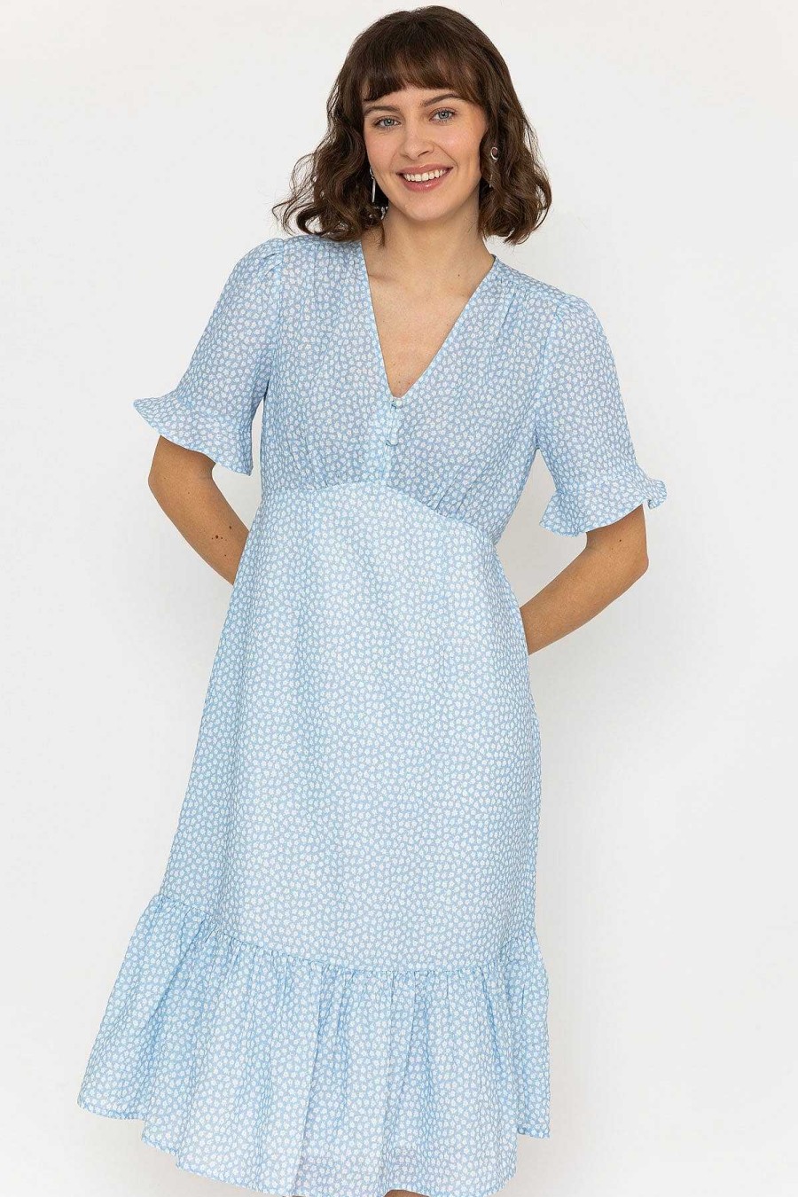 Dresses & Jumpsuits | Rowen Avenue Betty Midi Dress In Light Blue Print