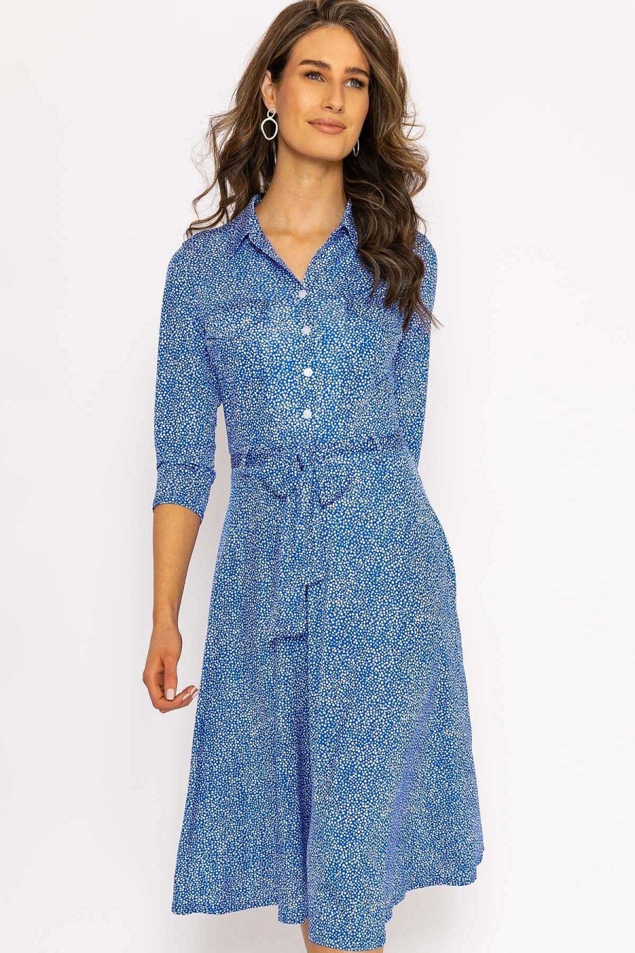 Dresses & Jumpsuits | J'aime la Vie Emer Knee Length Shirt Dress In Blue Print