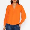 Tops & Blouses | Pala D'oro Long Sleeve Collarless Top In Orange