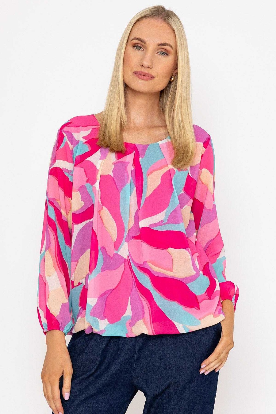 Tops & Blouses | Pala D'oro Pink Printed Long Sleeve Blouse