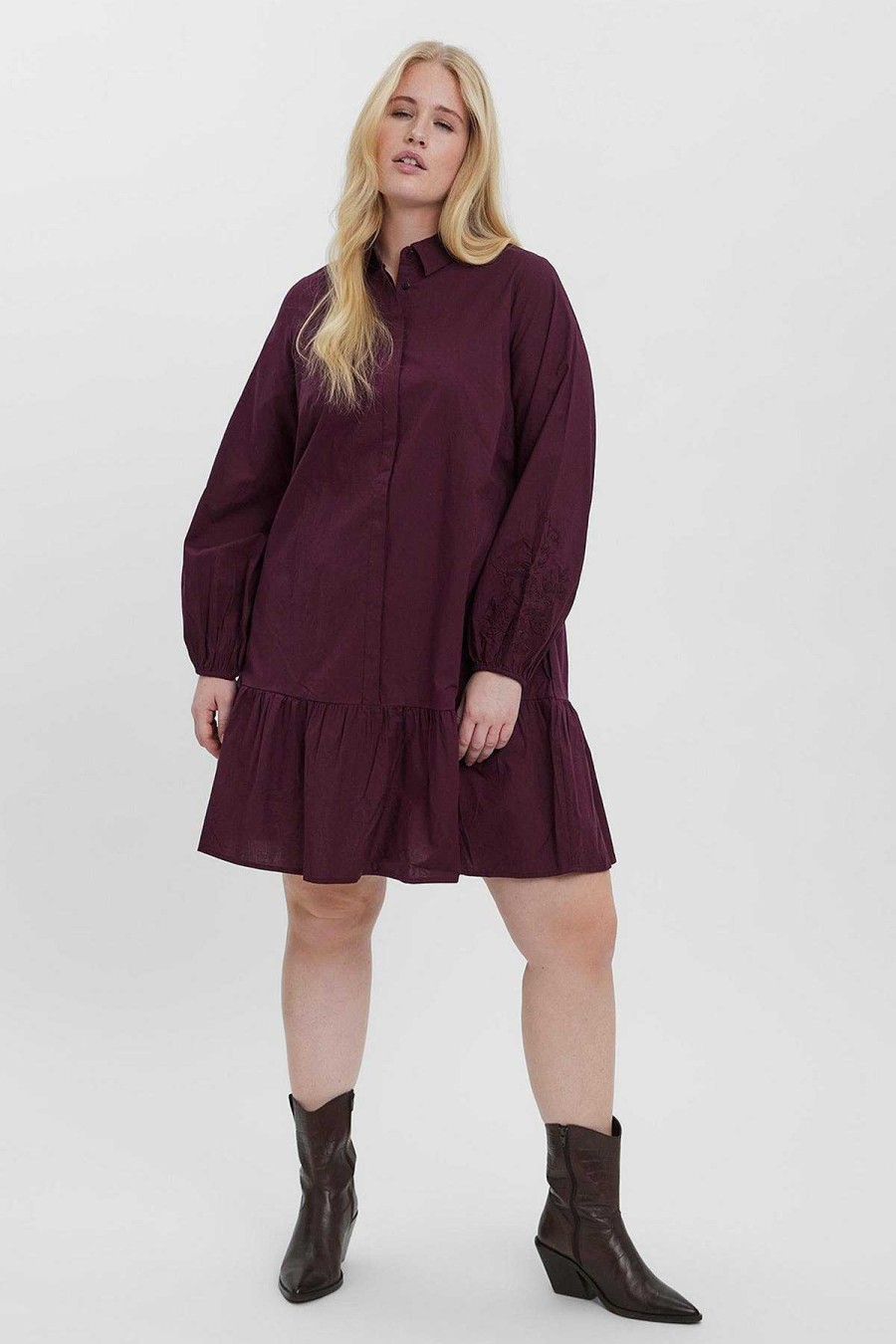 Dresses & Jumpsuits | Vero Moda Curve Curve - Abby Dress In Burgundy