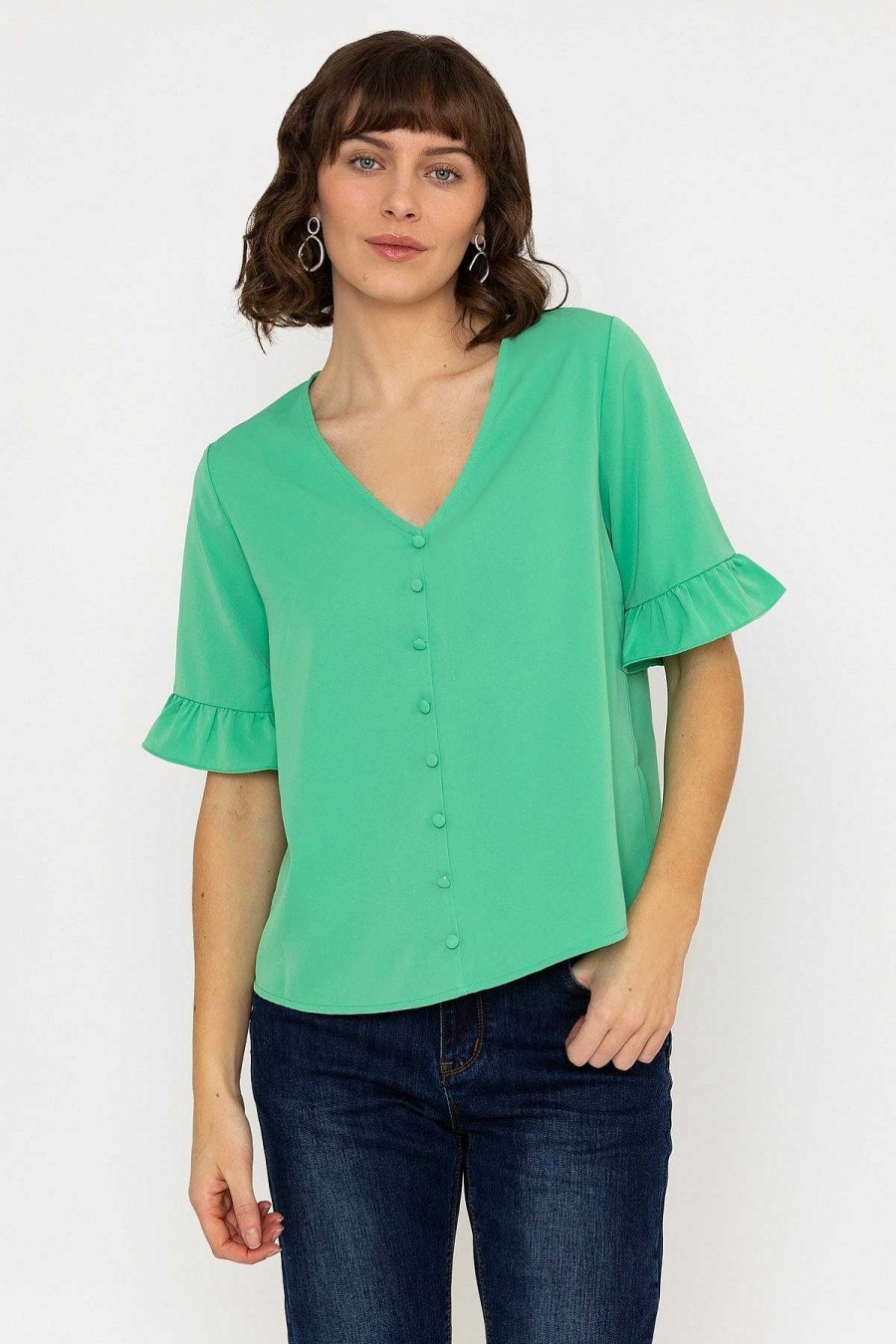 Tops & Blouses | Rowen Avenue Button Blouse In Green