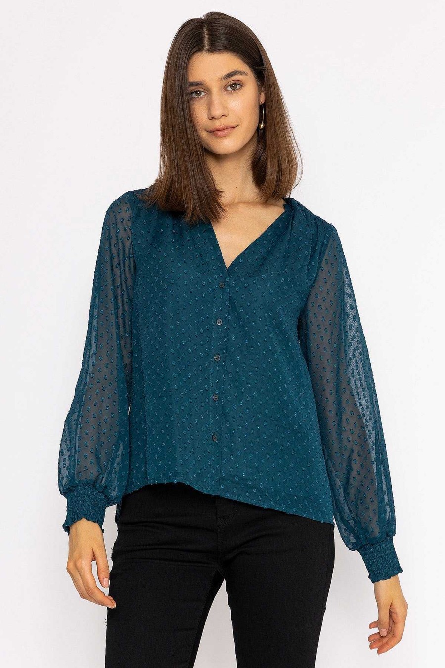 Tops & Blouses | Rowen Avenue Dobby Texture Blouse In Teal