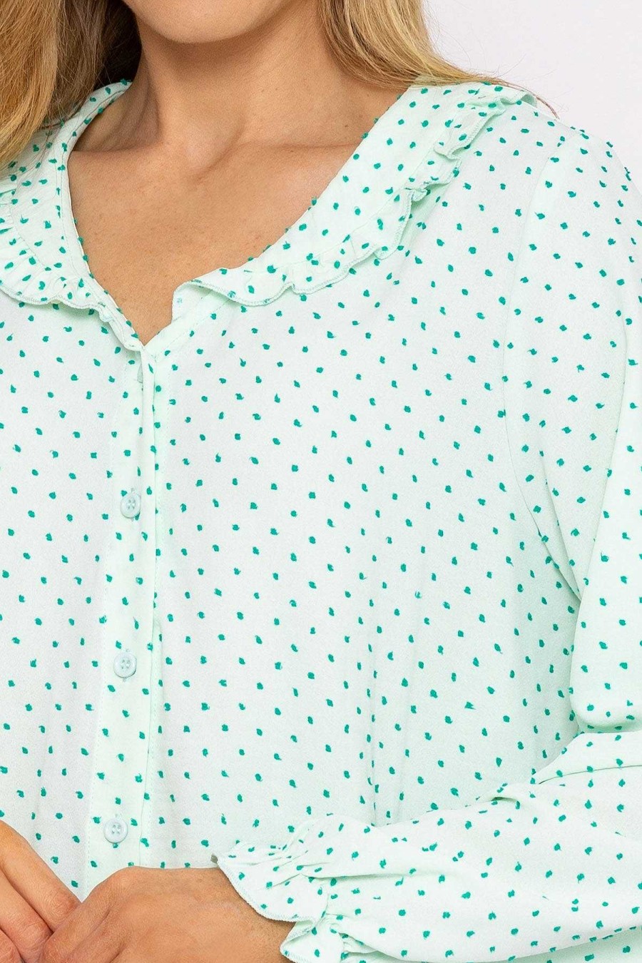 Tops & Blouses | Rowen Avenue Green Dobby Jacquard Blouse