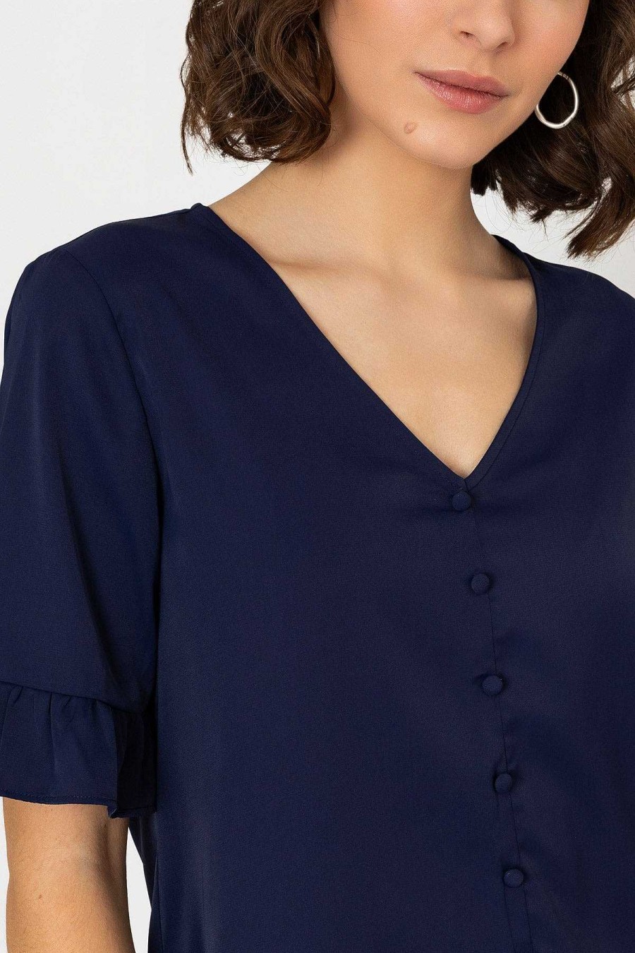 Tops & Blouses | Rowen Avenue Button Blouse In Navy