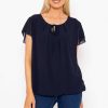 Tops & Blouses | Pala D'oro Short Sleeve Plain Blouse In Navy