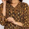 Tops & Blouses | Rowen Avenue V Neck Tie Sleeve Top In Gold Animal Print