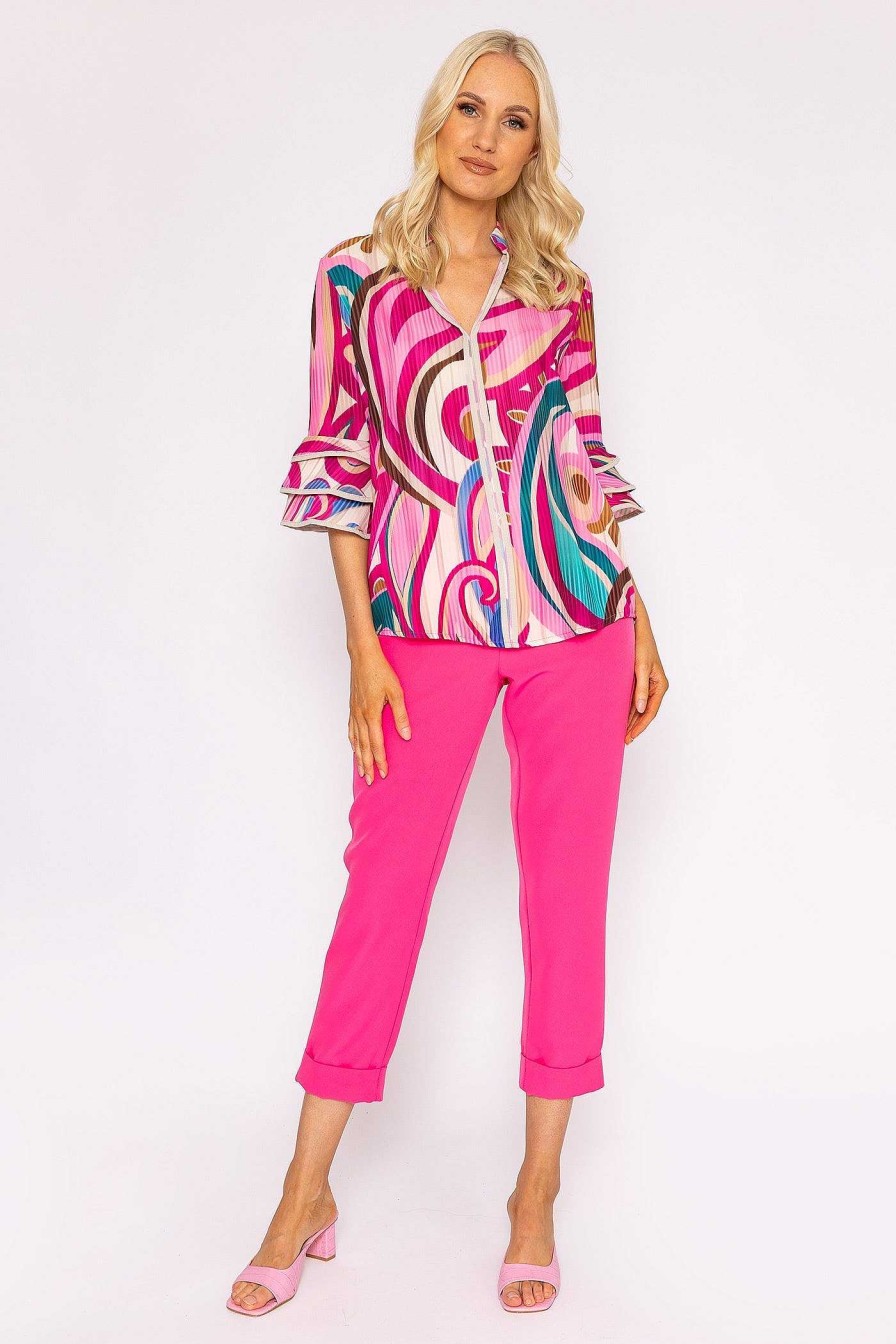 Tops & Blouses | Pala D'oro V-Neck Frill Sleeve Top In Pink Paisley