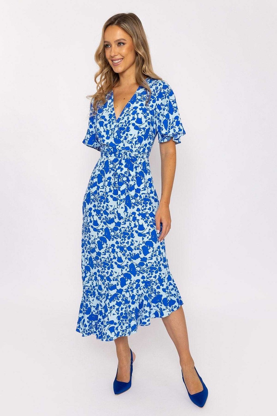 Dresses & Jumpsuits | Nova of London Blue Ruffle Wrap Midi Dress