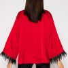 Tops & Blouses | Pala D'oro Feather Cuff Shirt In Red