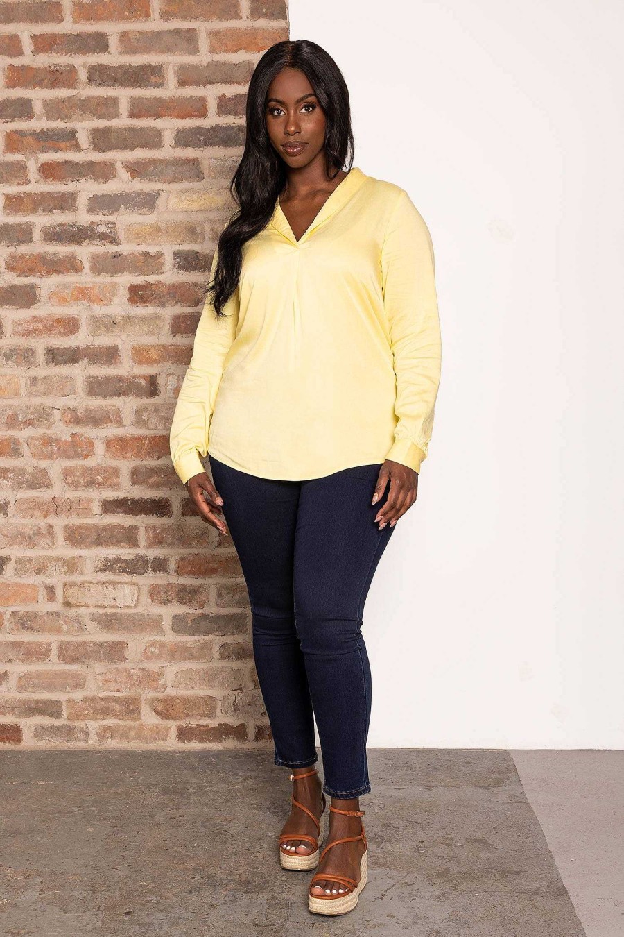 Tops & Blouses | Vero Moda Curve Curve - Josie 3/4 Sleeve Blouse In Yellow