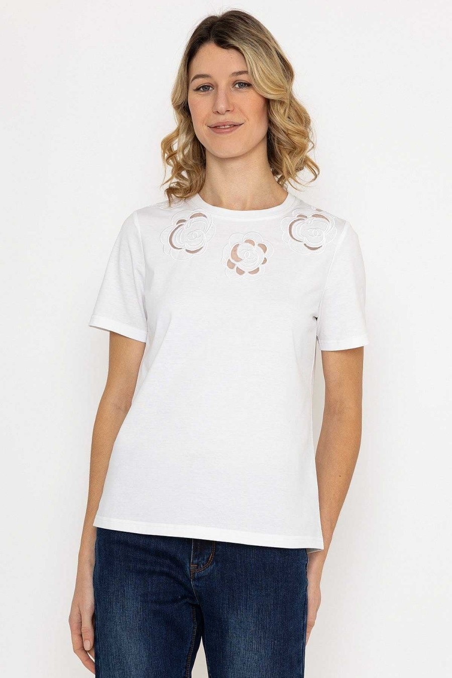 Tops & Blouses | Kelly & Grace Weekend Embroidered T-Shirt In White