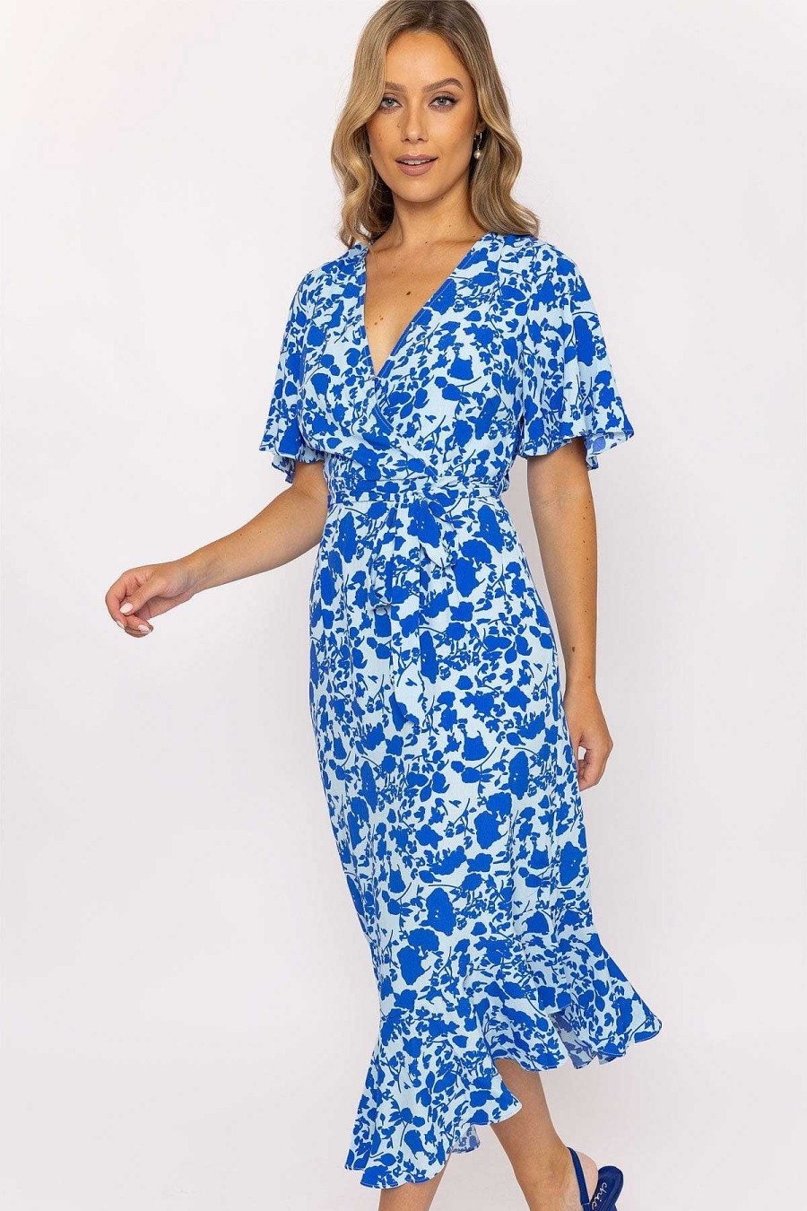 Dresses & Jumpsuits | Nova of London Blue Ruffle Wrap Midi Dress