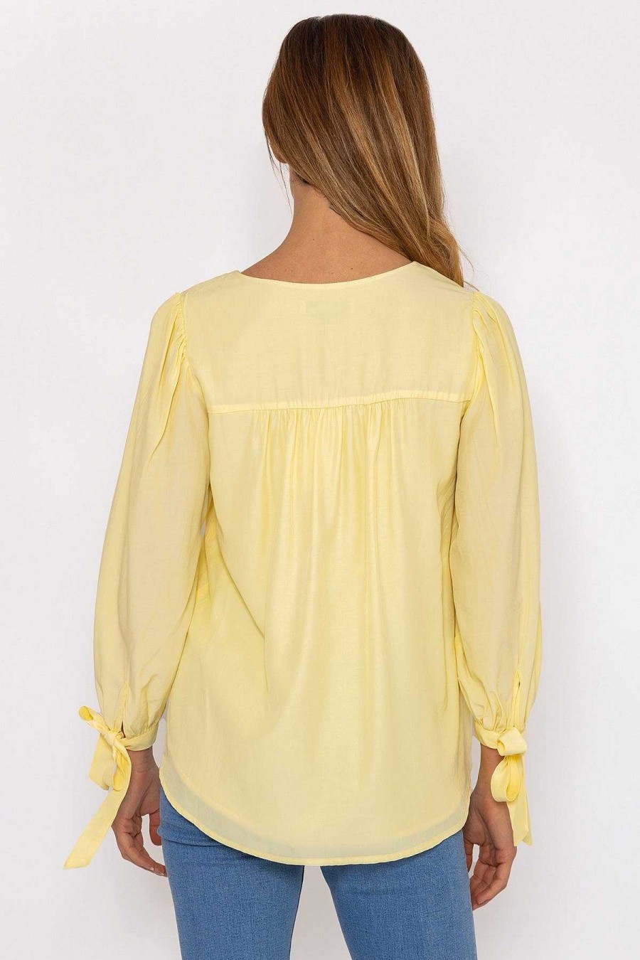 Tops & Blouses | Rowen Avenue Tie Sleeve Top In Lemon