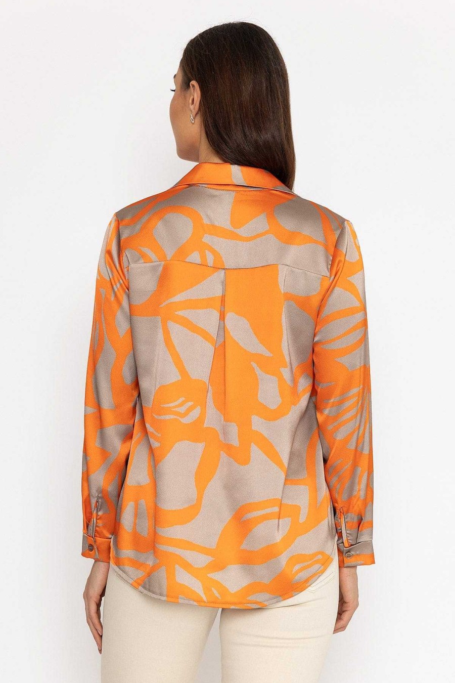 Tops & Blouses | Pala D'oro Sateen Shirt In Orange Print