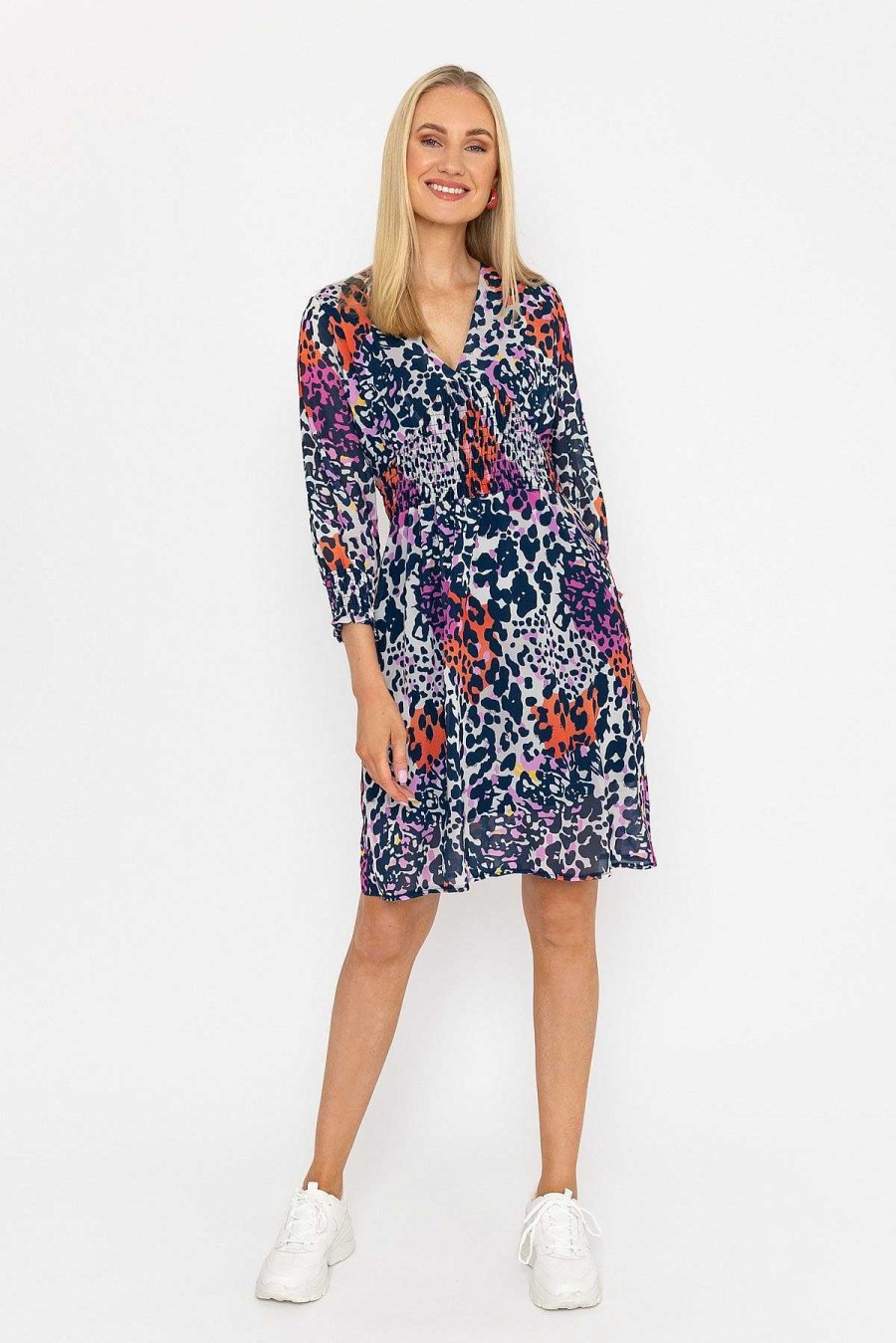 Dresses & Jumpsuits | Pala D'oro Sienna Navy Animal Print Knee Length Dress