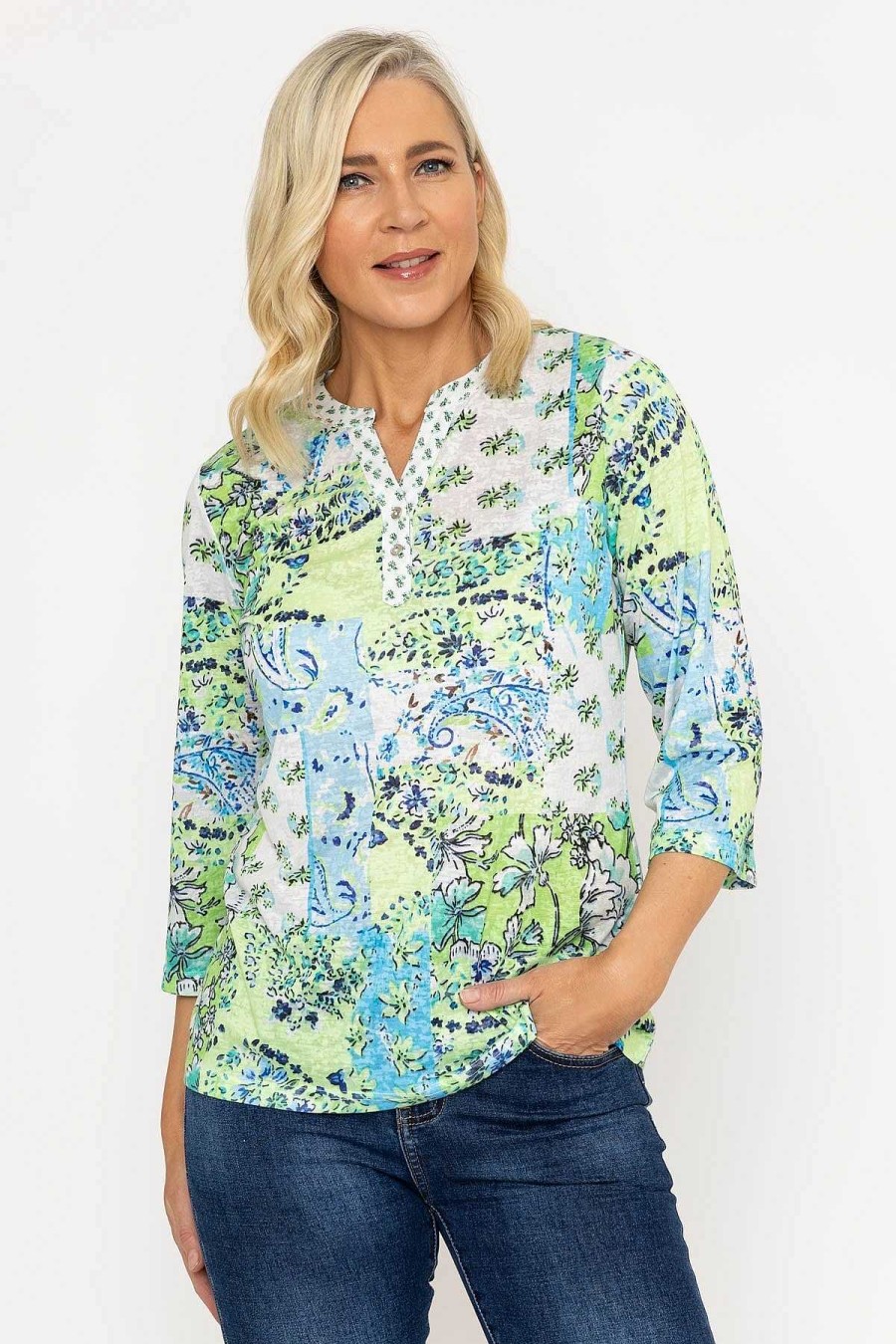 Tops & Blouses | Voulez Vous Printed Plaquet Top In Green