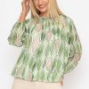 Tops & Blouses | Pala D'oro Green High Neck Printed Top